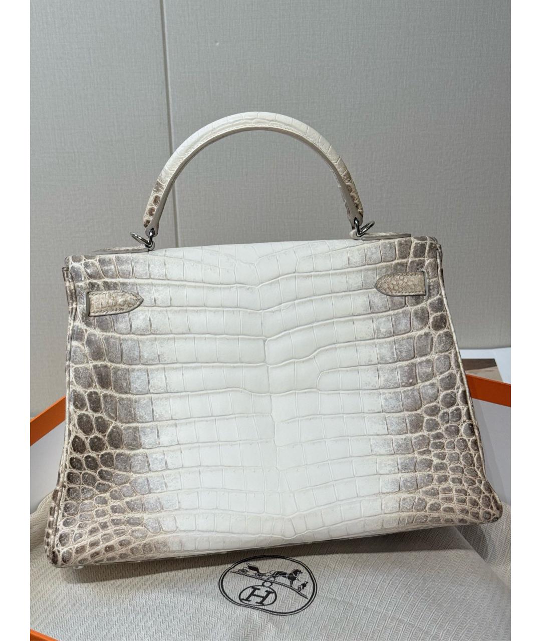 HERMES Белая кожаная сумка с короткими ручками, фото 4