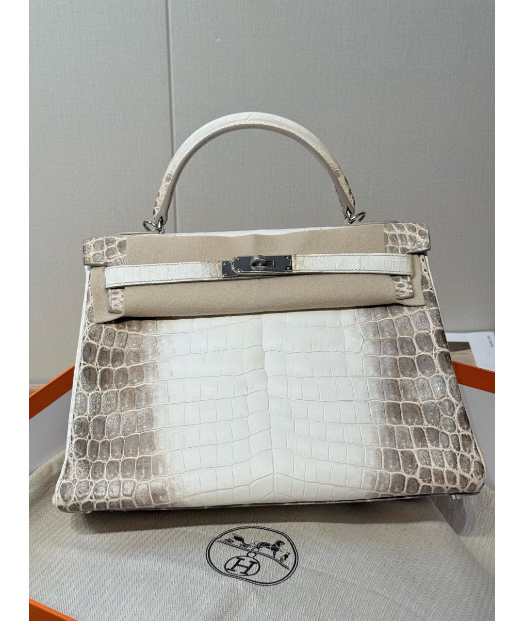 HERMES Белая кожаная сумка с короткими ручками, фото 3