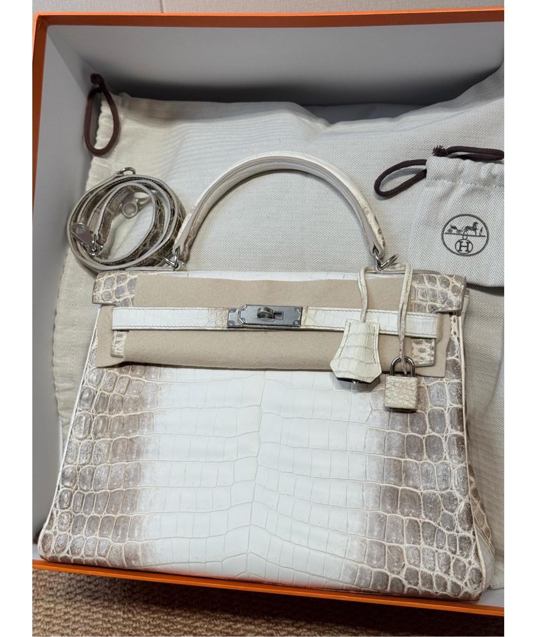 HERMES Белая кожаная сумка с короткими ручками, фото 2