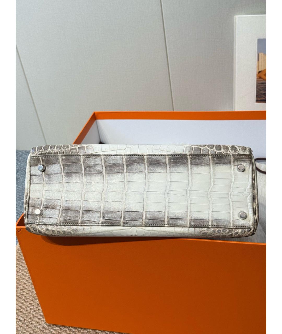 HERMES Белая кожаная сумка с короткими ручками, фото 5