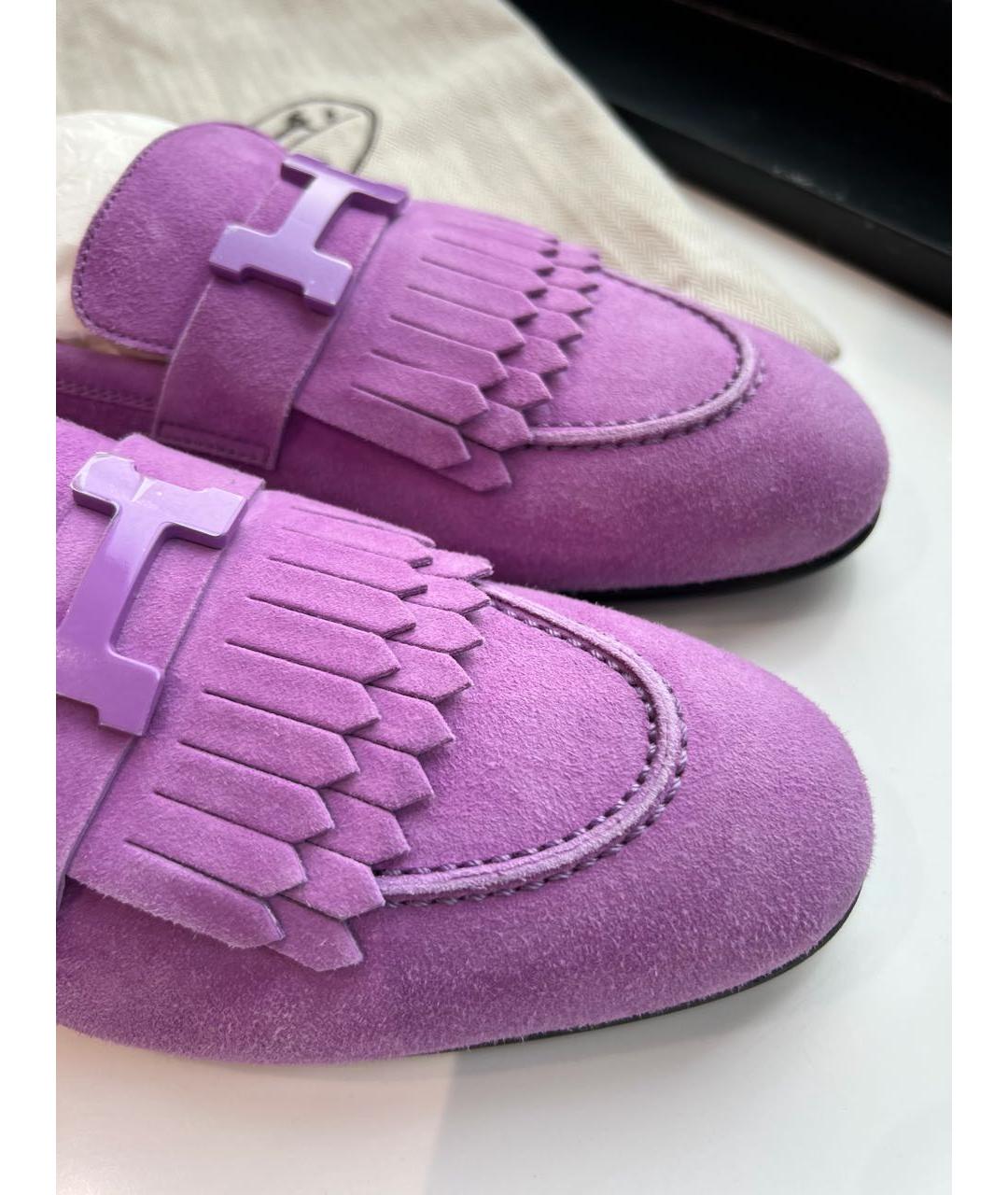 HERMES Фиолетовые замшевые лоферы, фото 2