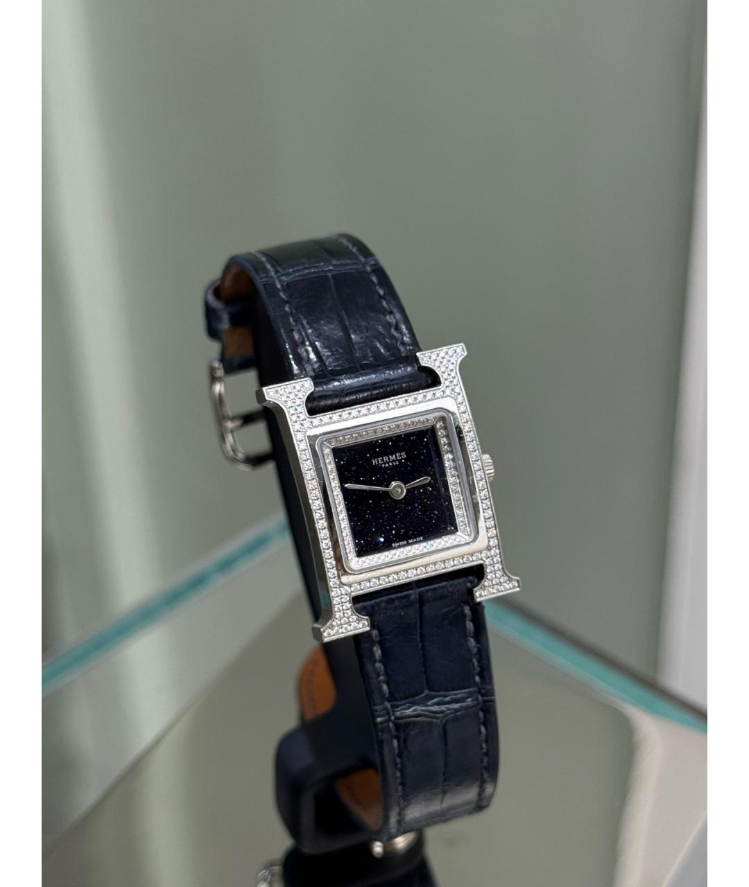 HERMES Черные металлические часы, фото 2