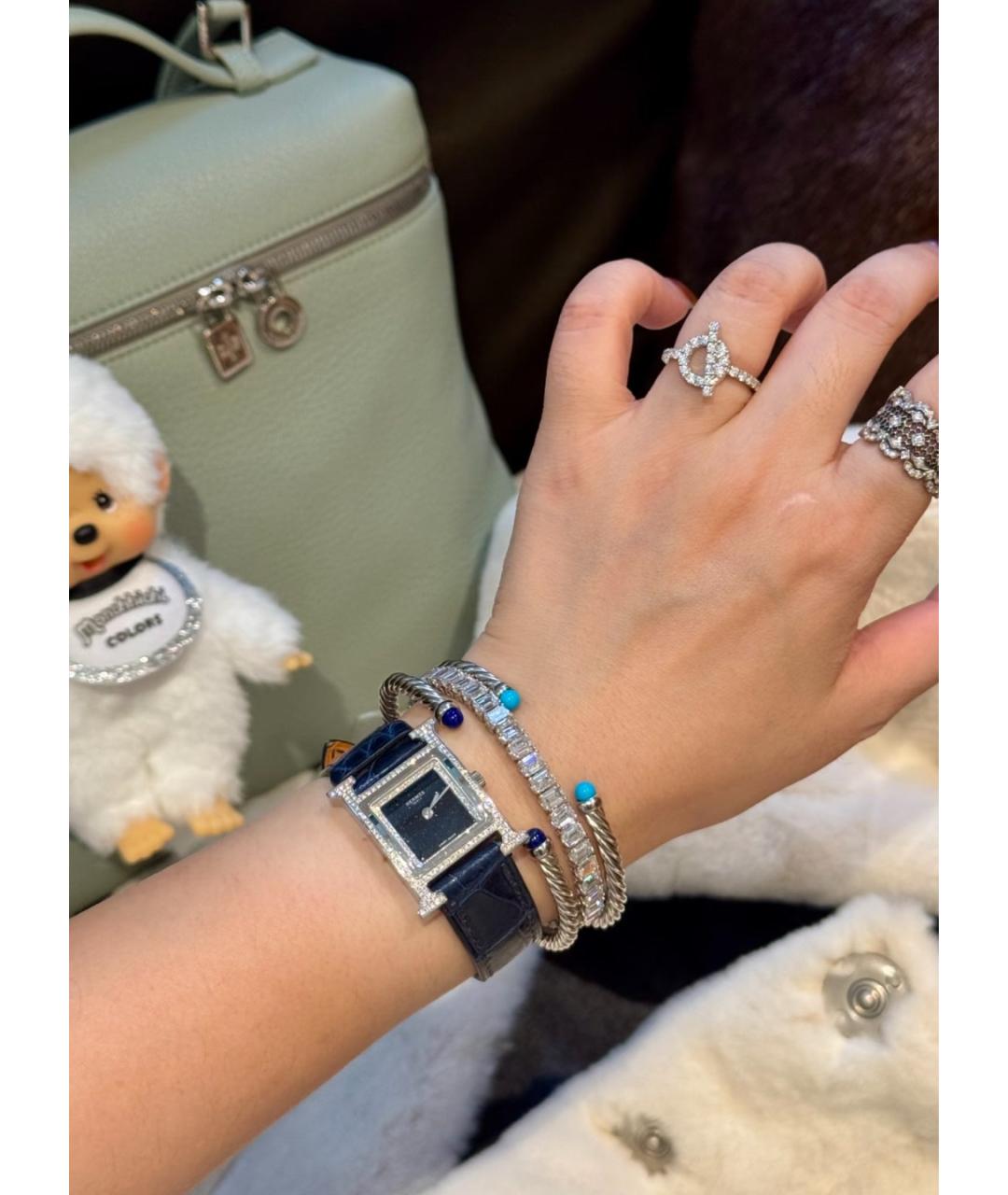 HERMES Черные металлические часы, фото 7