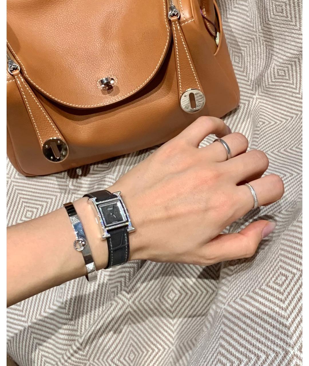 HERMES Черные металлические часы, фото 4