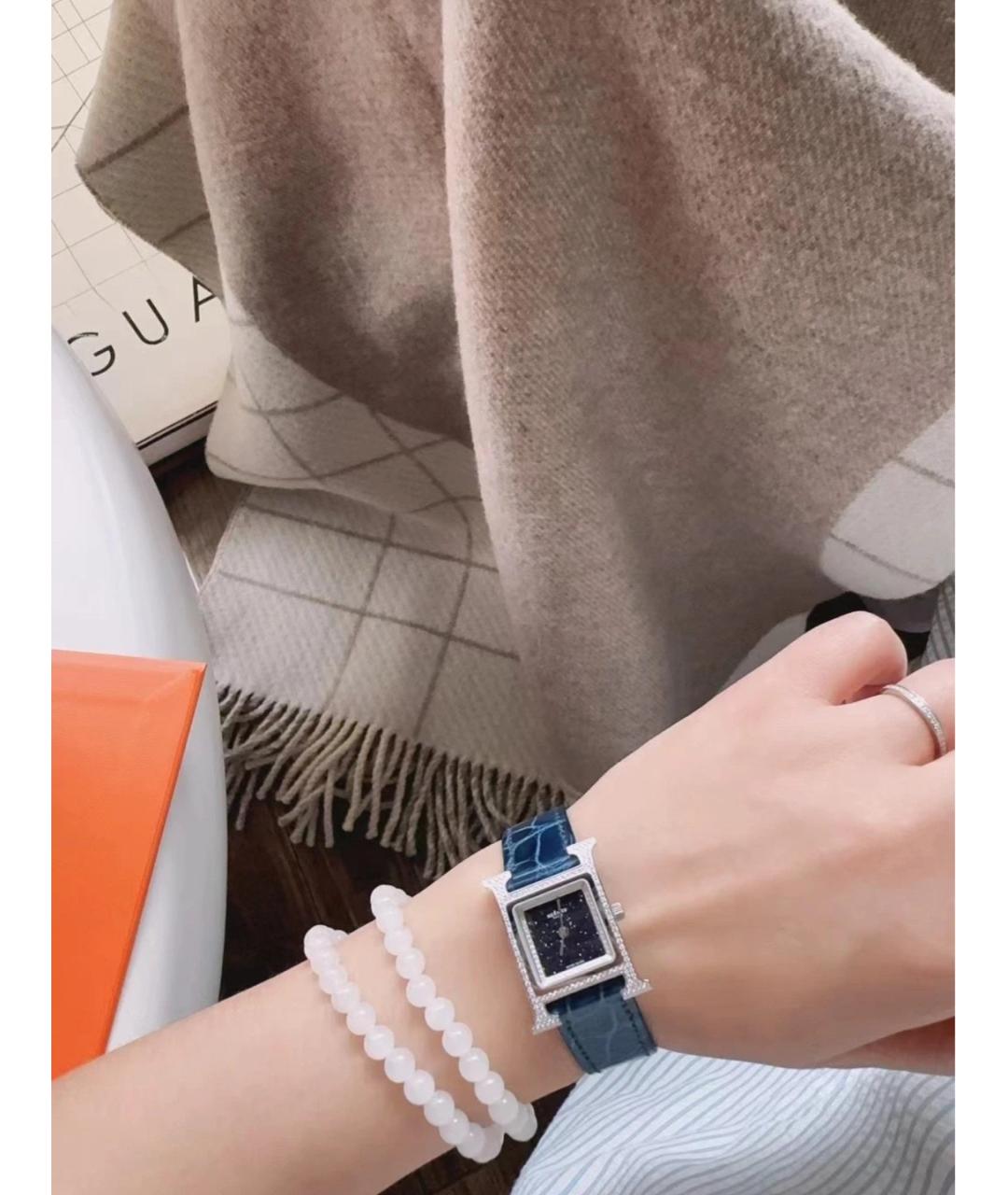 HERMES Черные металлические часы, фото 6