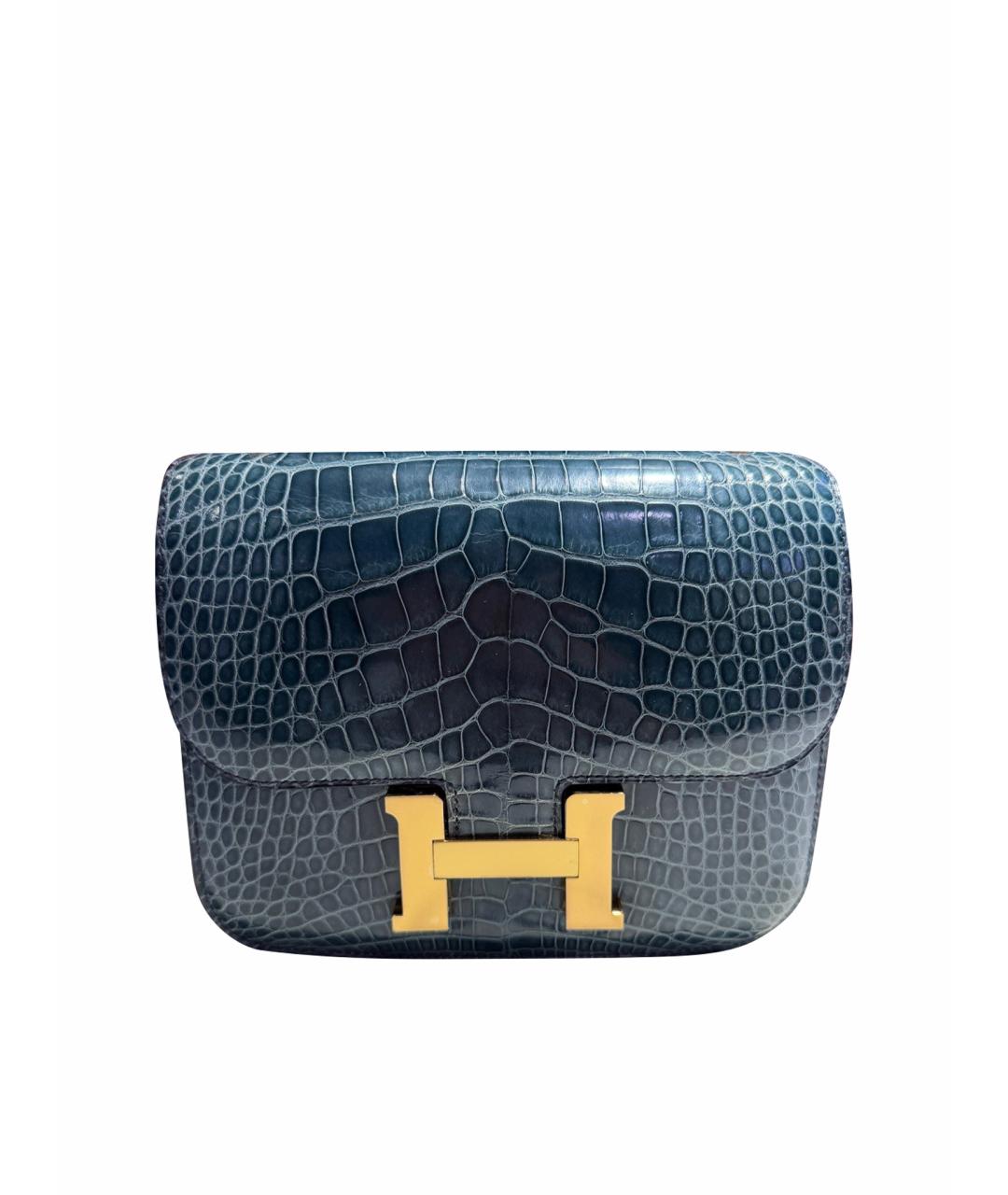 HERMES Синяя сумка через плечо из экзотической кожи, фото 1