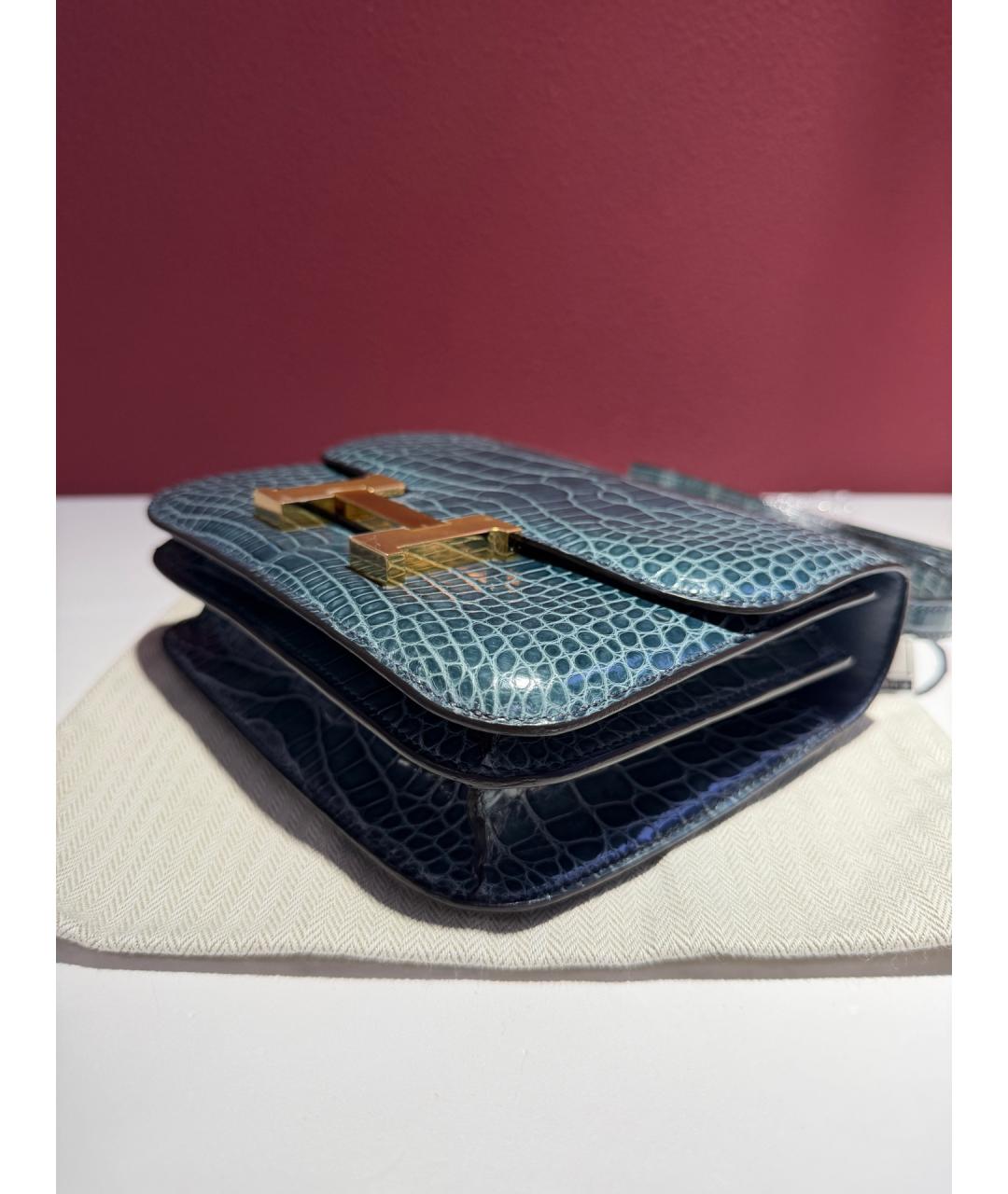 HERMES Синяя сумка через плечо из экзотической кожи, фото 5