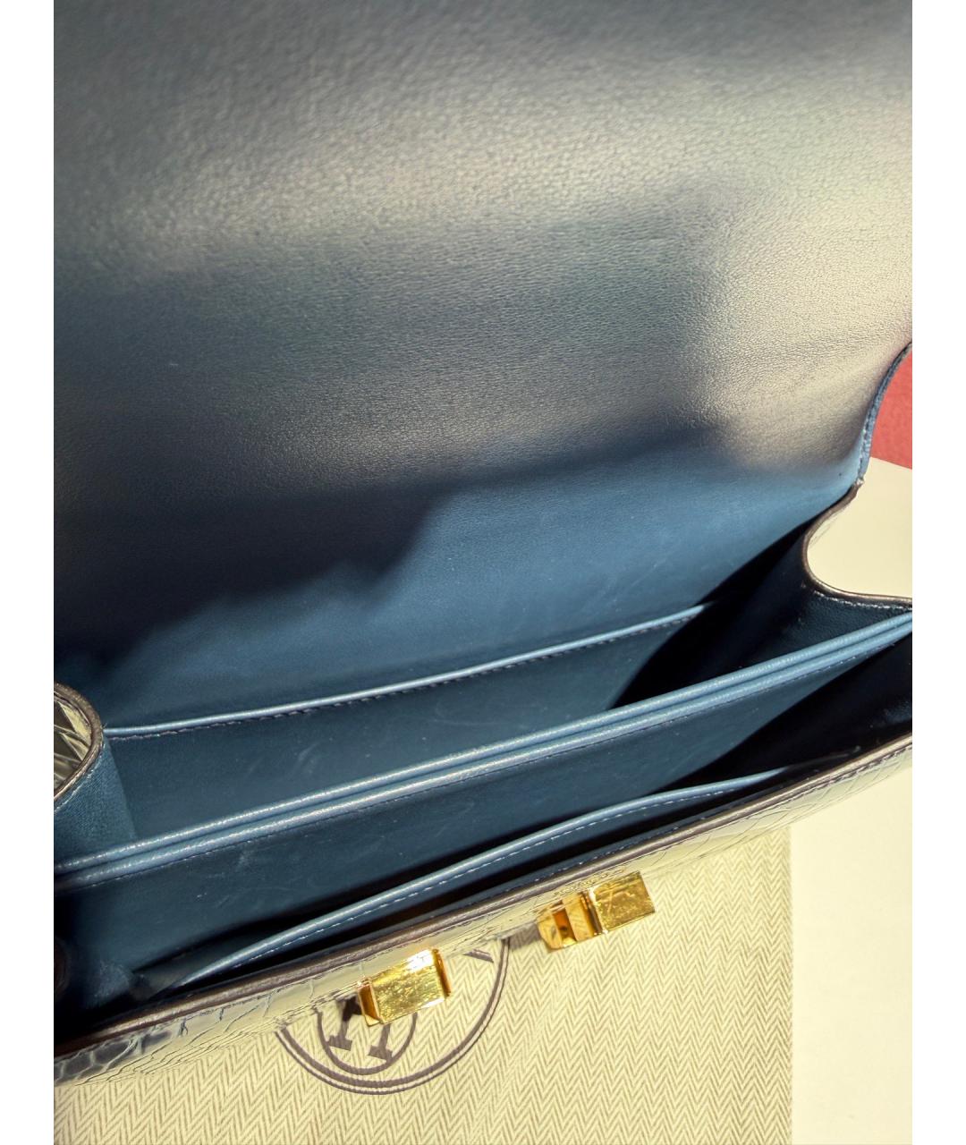 HERMES Синяя сумка через плечо из экзотической кожи, фото 7