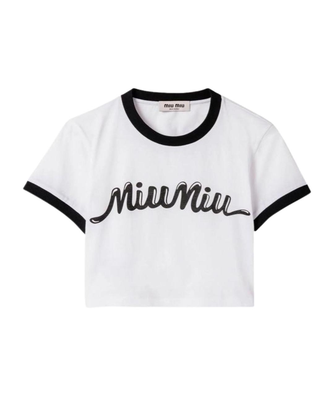 MIU MIU Белая хлопковая футболка, фото 1
