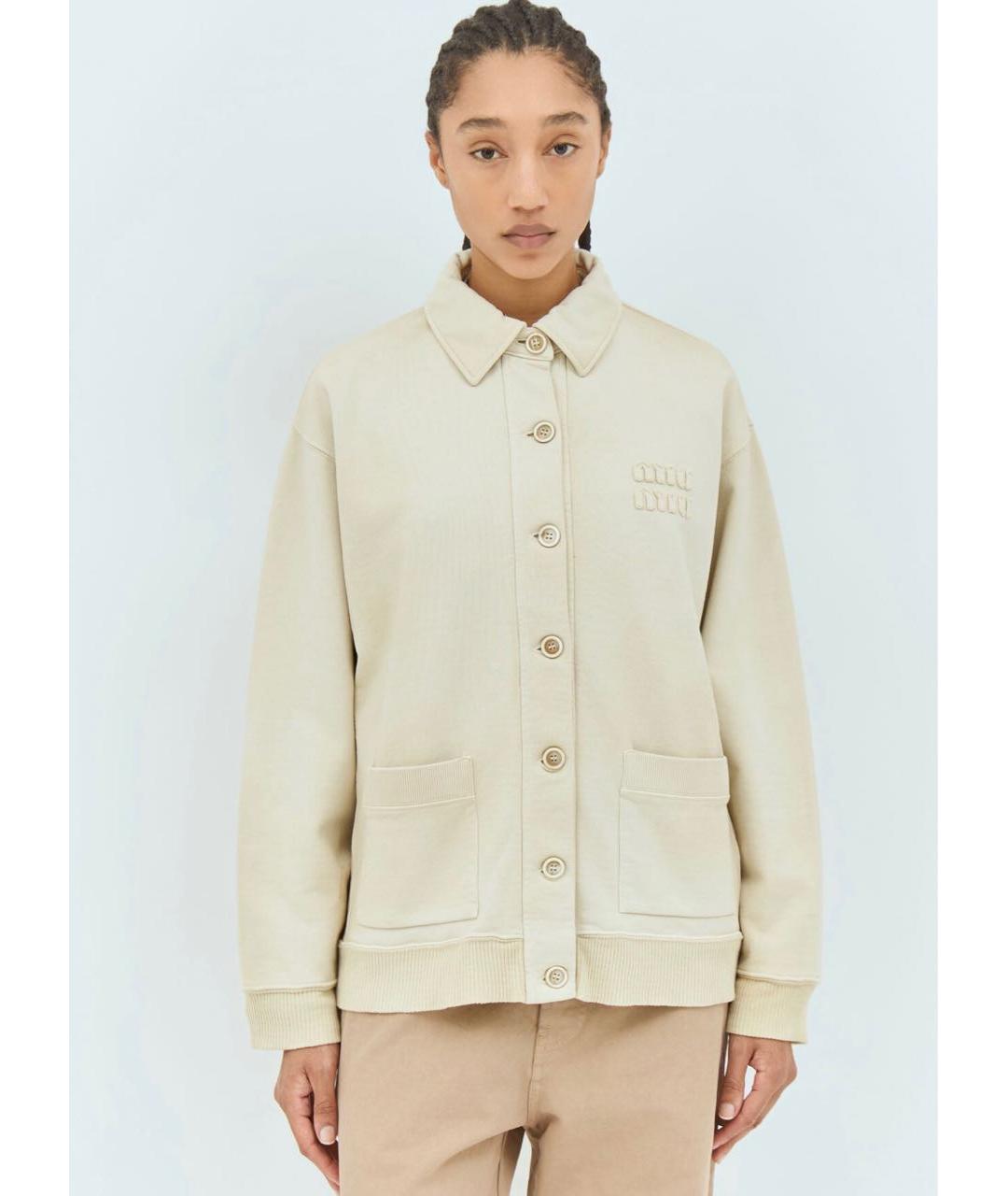 MIU MIU Бежевая хлопковая куртка, фото 2