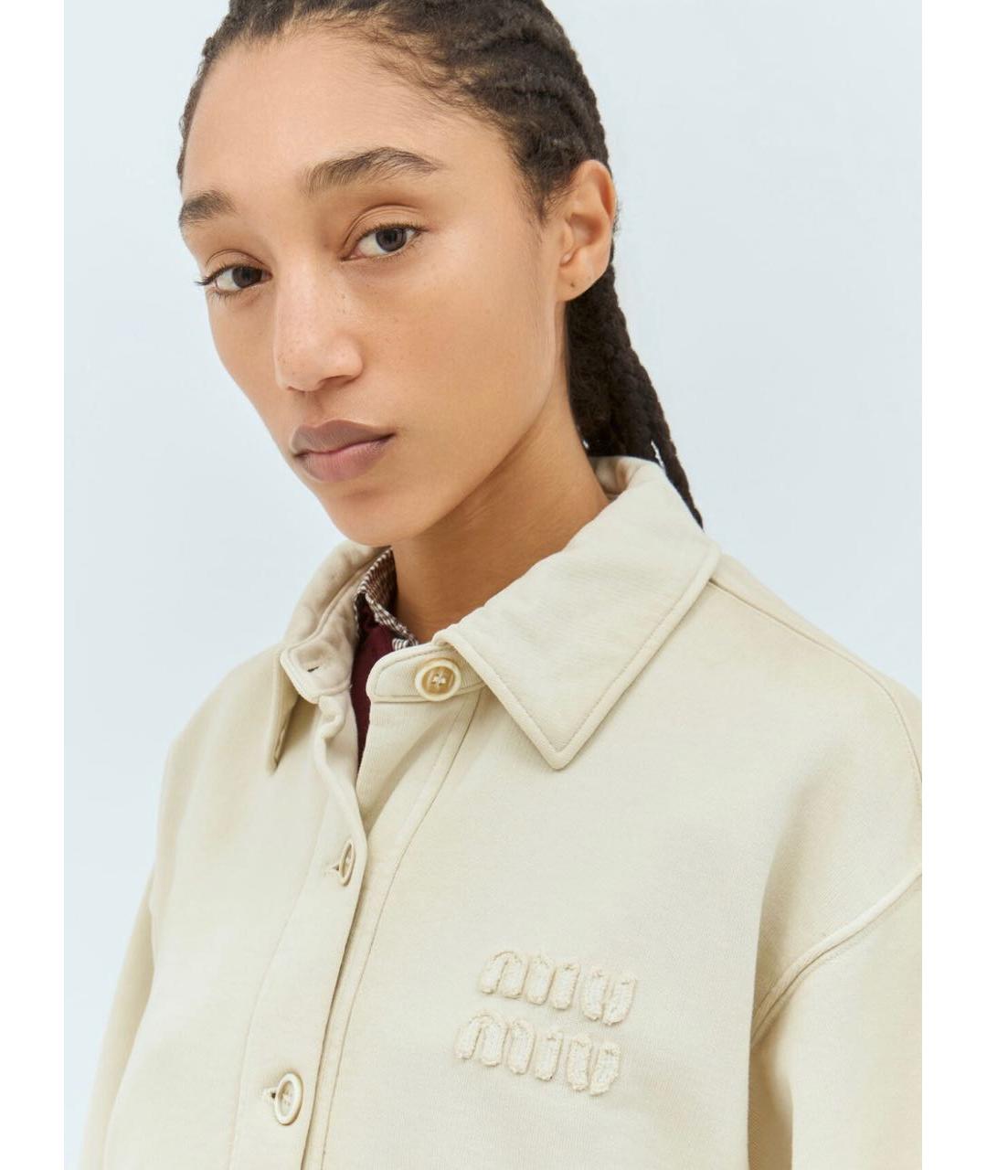 MIU MIU Бежевая хлопковая куртка, фото 3