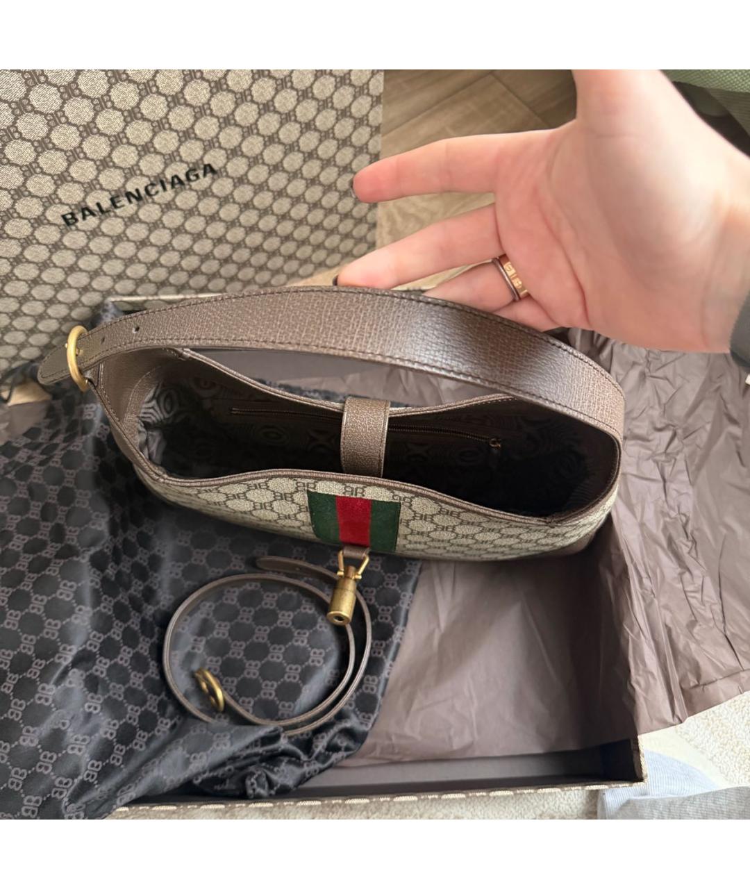 GUCCI Коричневая сумка с короткими ручками, фото 4