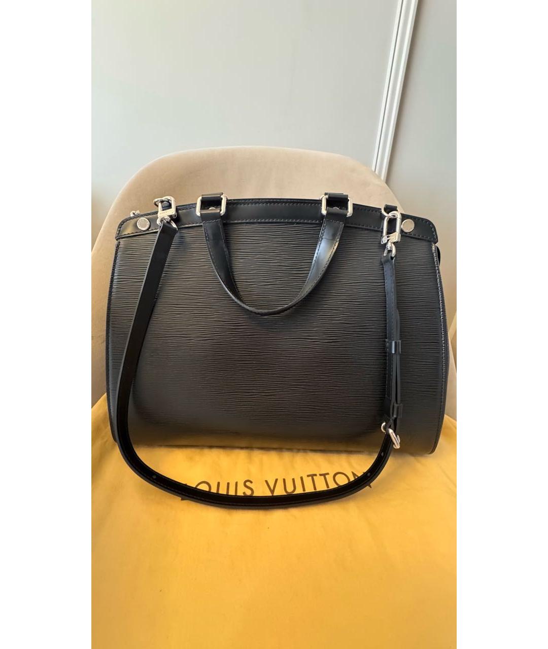 LOUIS VUITTON Черная кожаная сумка тоут, фото 9