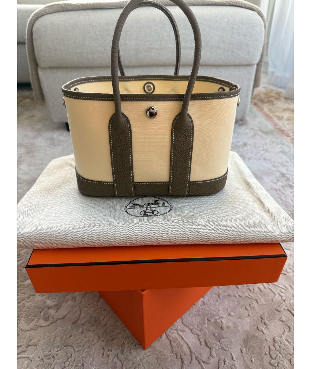 HERMES Бежевая сумка с короткими ручками, фото 4