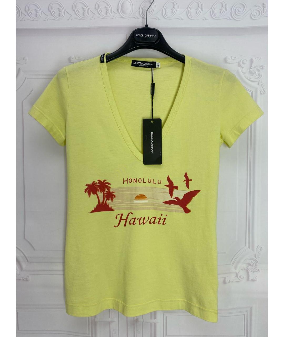 DOLCE&GABBANA Желтая хлопковая футболка, фото 7