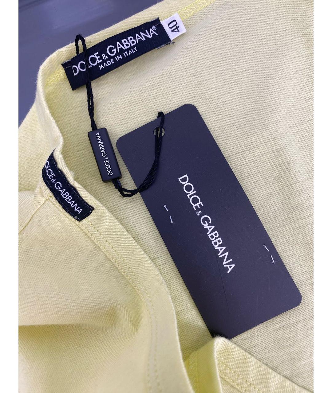 DOLCE&GABBANA Желтая хлопковая футболка, фото 3