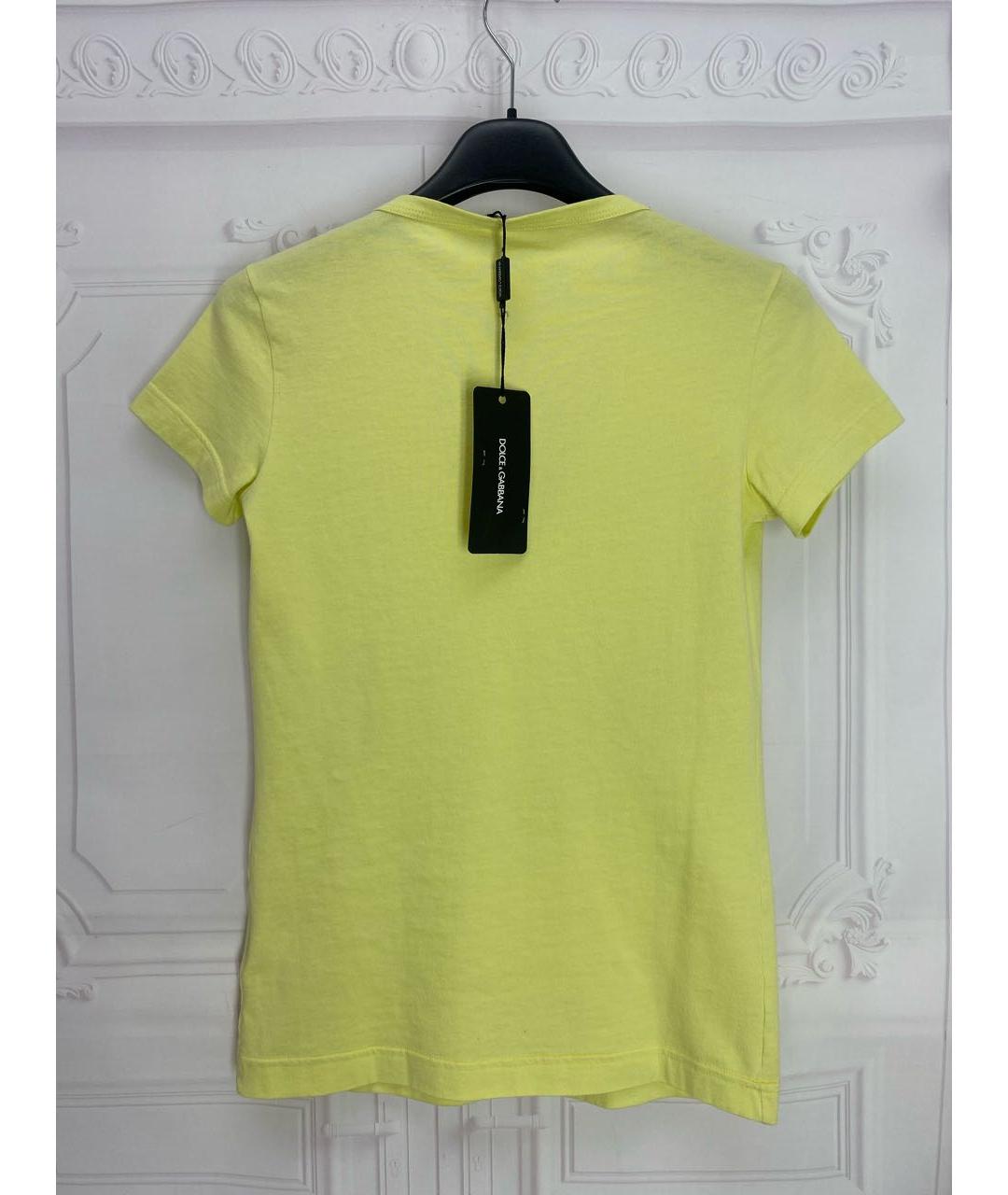 DOLCE&GABBANA Желтая хлопковая футболка, фото 8