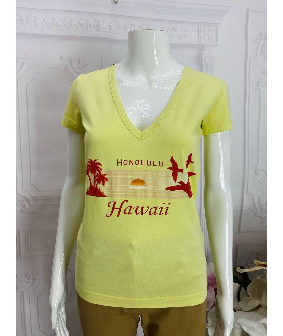 DOLCE&GABBANA Желтая хлопковая футболка, фото 4