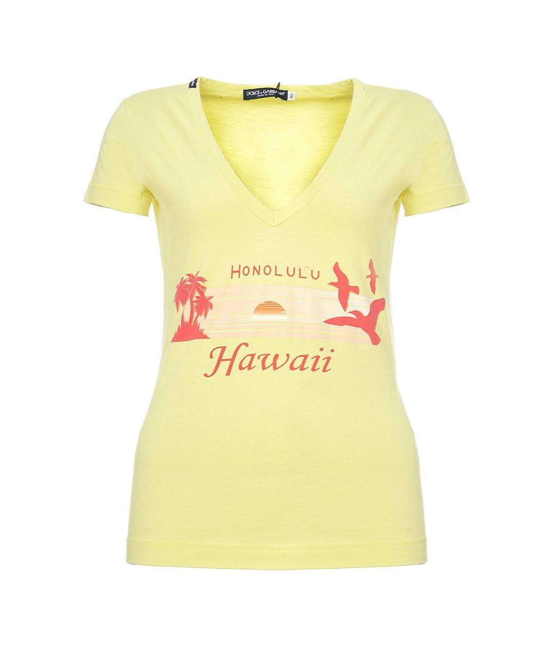 DOLCE&GABBANA Желтая хлопковая футболка, фото 1