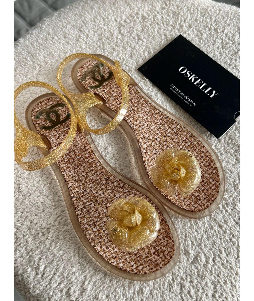 CHANEL Желтые резиновые сандалии, фото 2