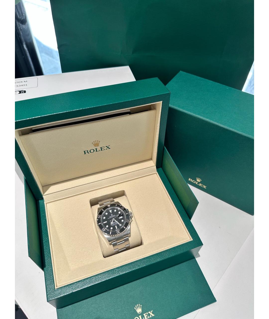 ROLEX Черные металлические часы, фото 3