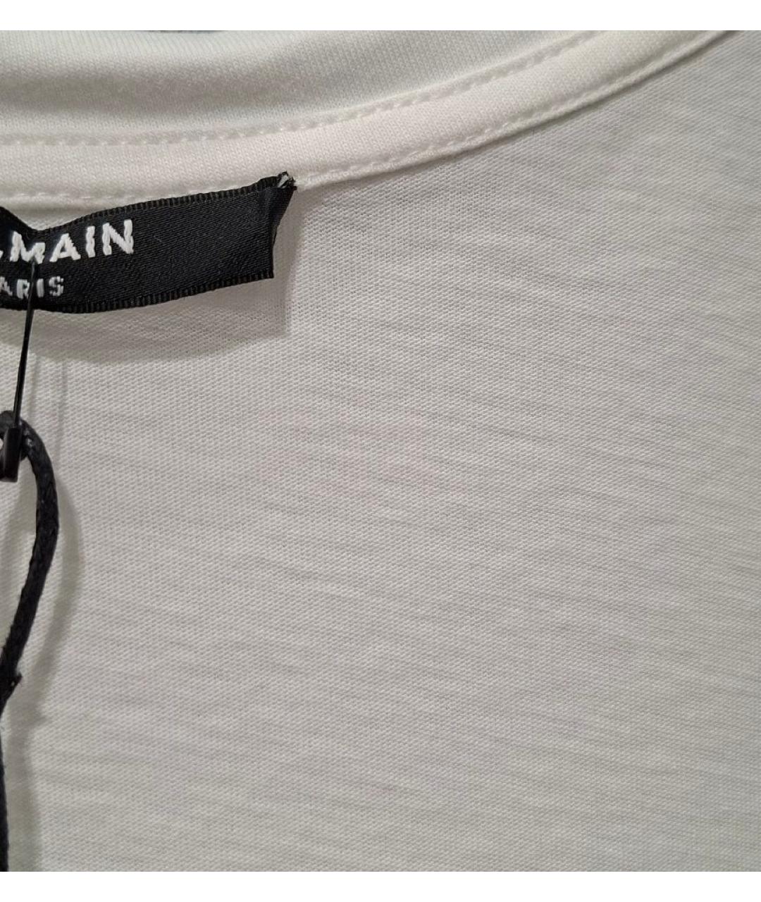 BALMAIN Белая хлопковая футболка, фото 4