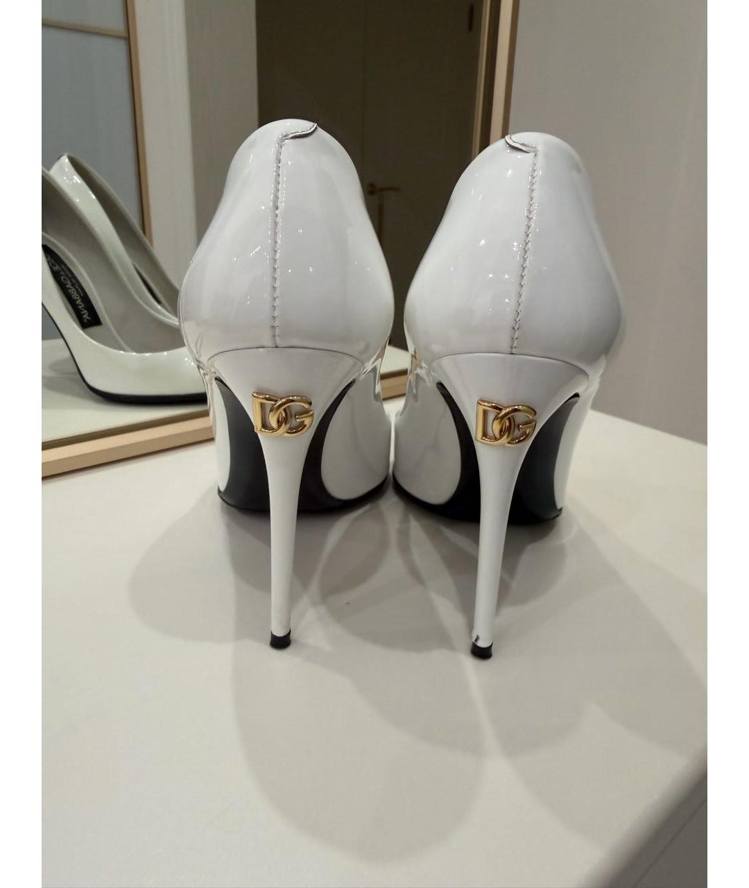 DOLCE&GABBANA Белые туфли из лакированной кожи, фото 3