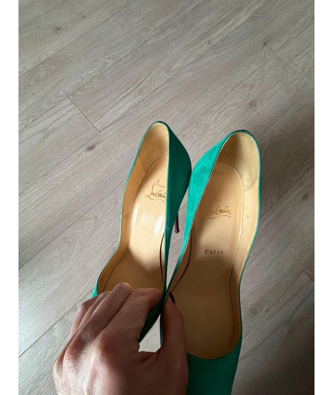 CHRISTIAN LOUBOUTIN Бирюзовые замшевые туфли, фото 5