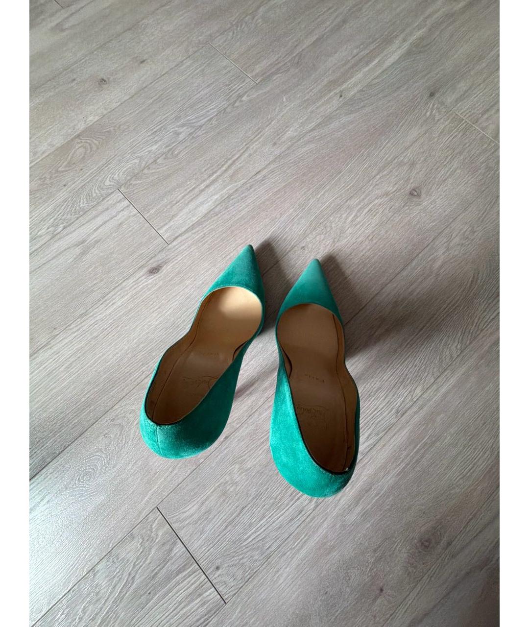 CHRISTIAN LOUBOUTIN Бирюзовые замшевые туфли, фото 3