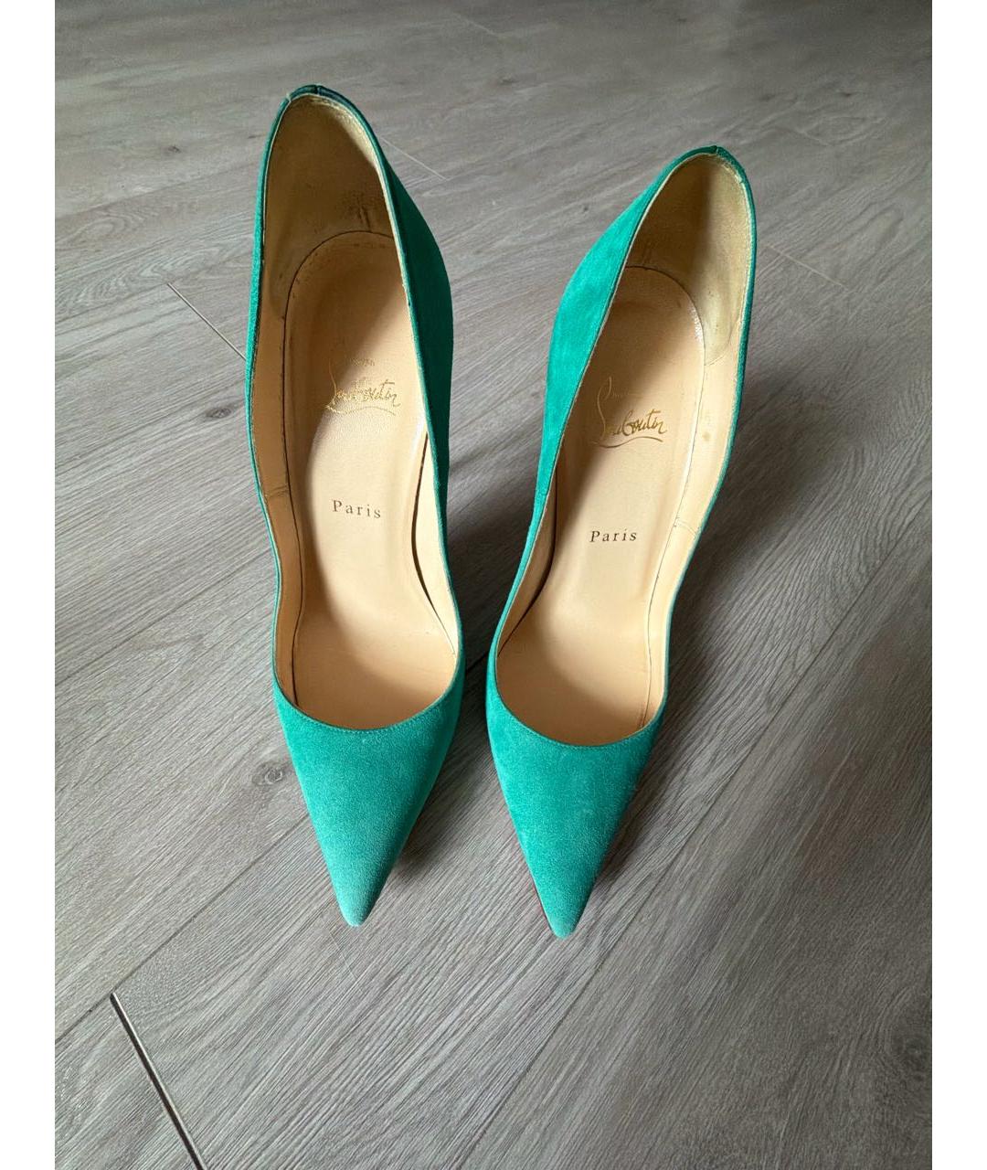 CHRISTIAN LOUBOUTIN Бирюзовые замшевые туфли, фото 2