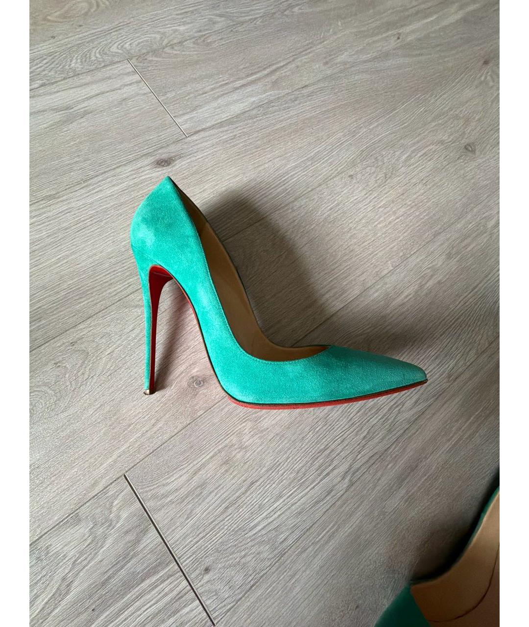CHRISTIAN LOUBOUTIN Бирюзовые замшевые туфли, фото 7