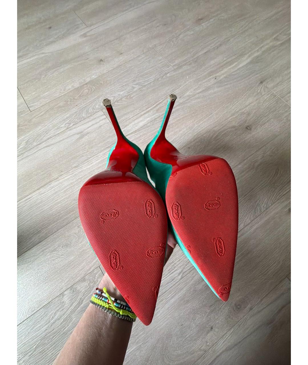 CHRISTIAN LOUBOUTIN Бирюзовые замшевые туфли, фото 6