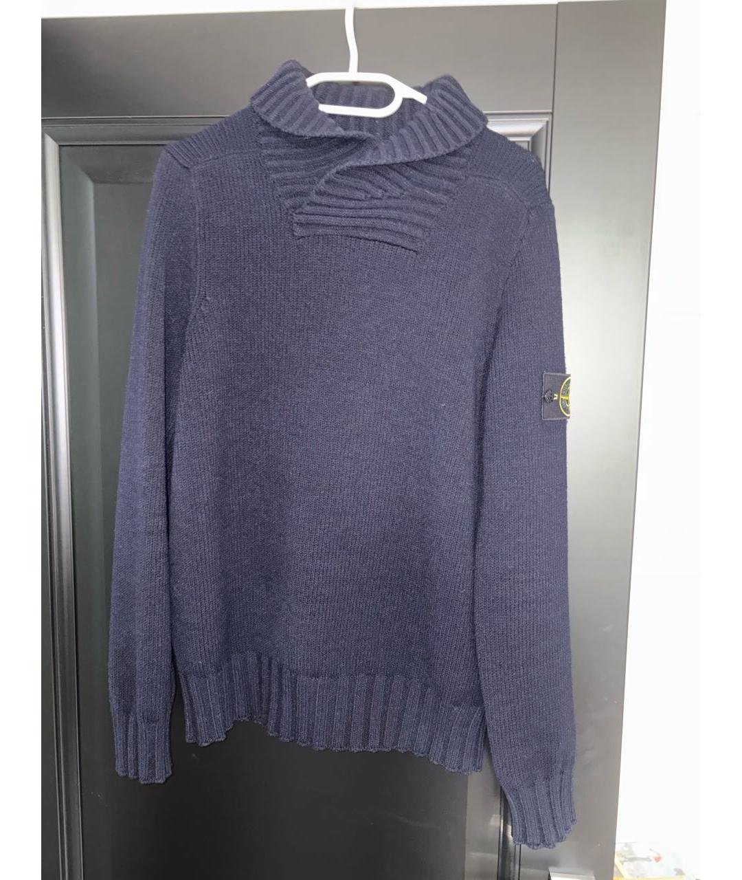 STONE ISLAND Темно-синий шерстяной джемпер / свитер, фото 9