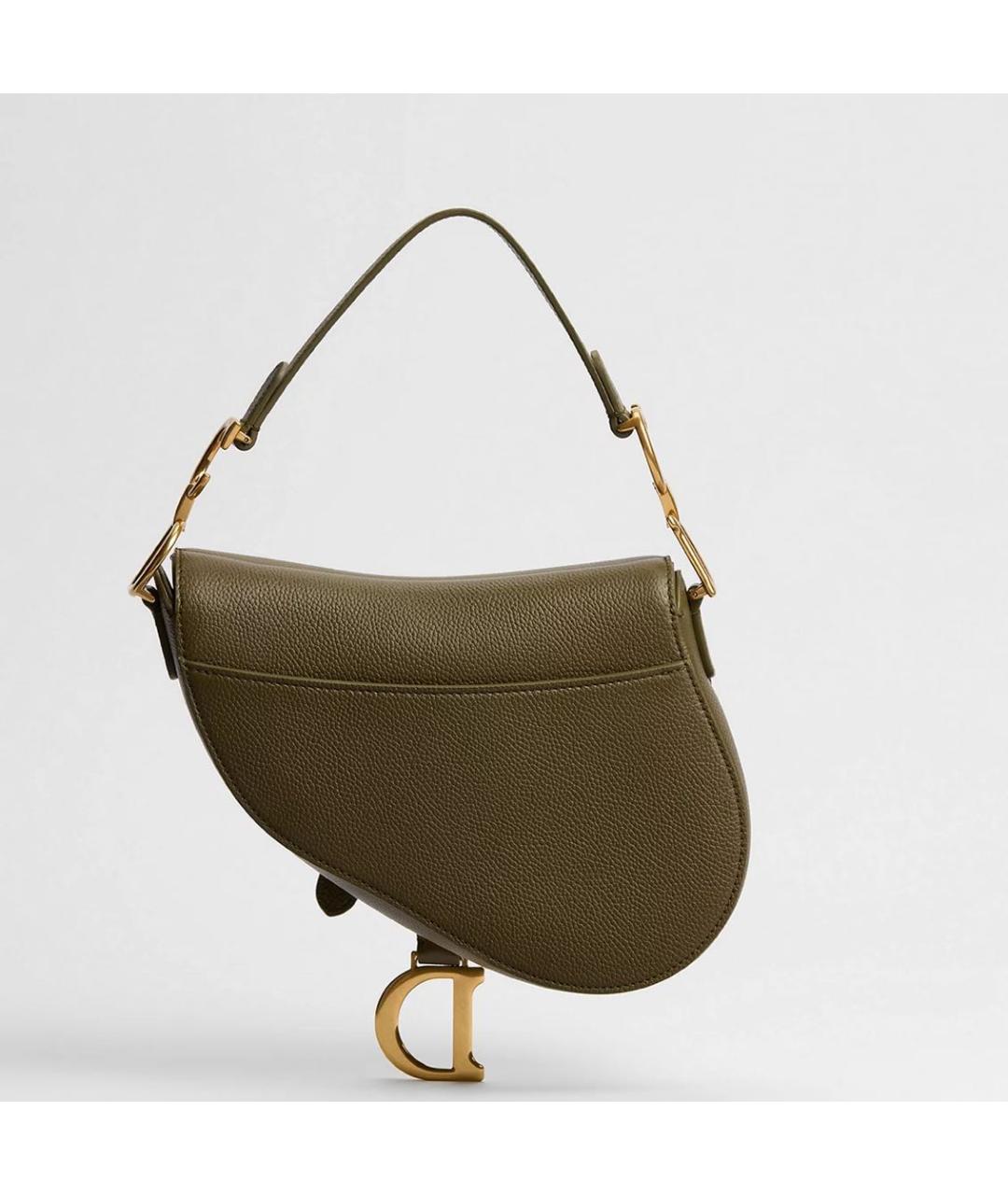 CHRISTIAN DIOR Хаки кожаная сумка через плечо, фото 3