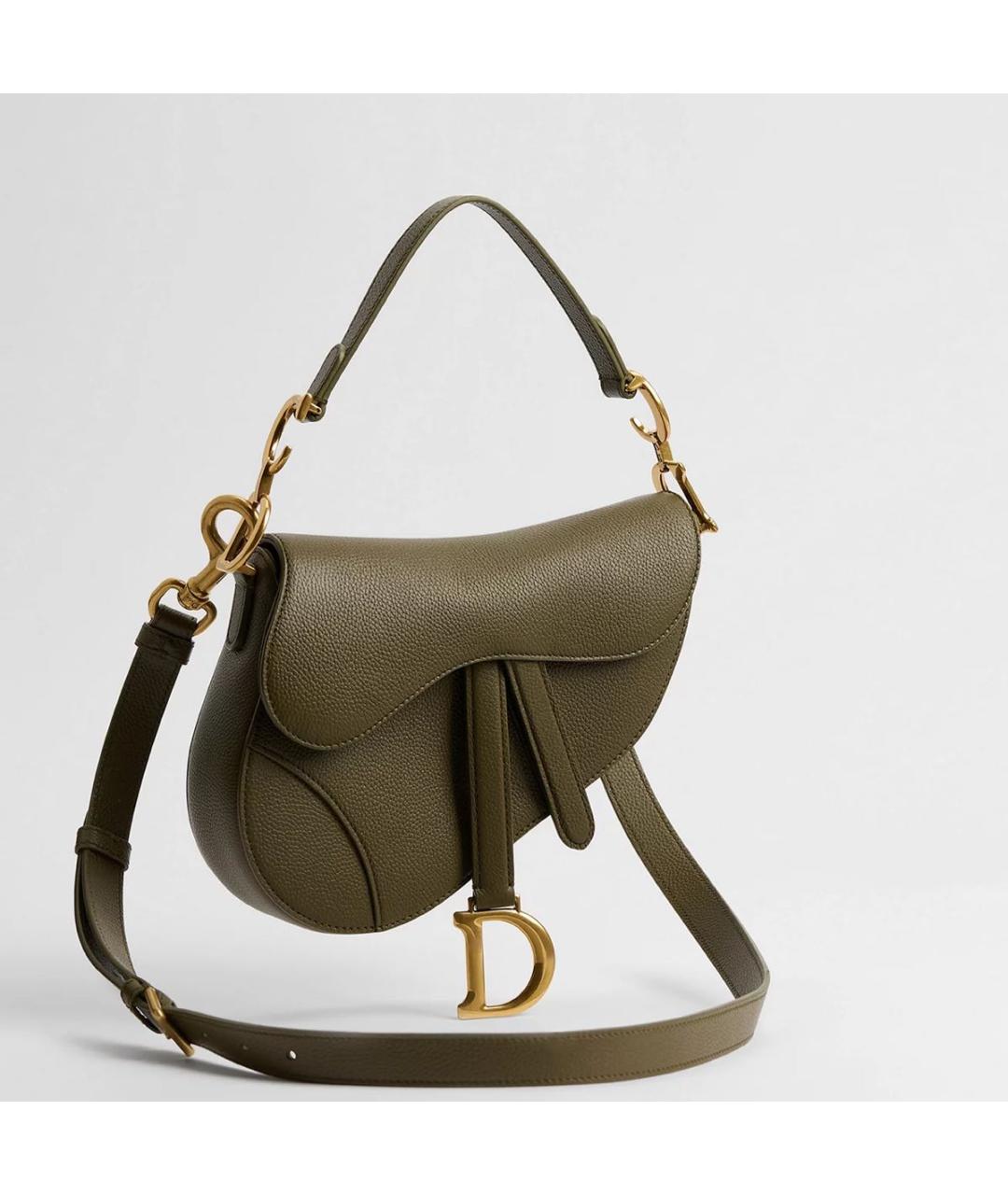 CHRISTIAN DIOR Хаки кожаная сумка через плечо, фото 2