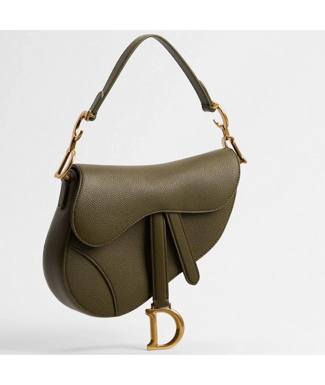 CHRISTIAN DIOR Хаки кожаная сумка через плечо, фото 4