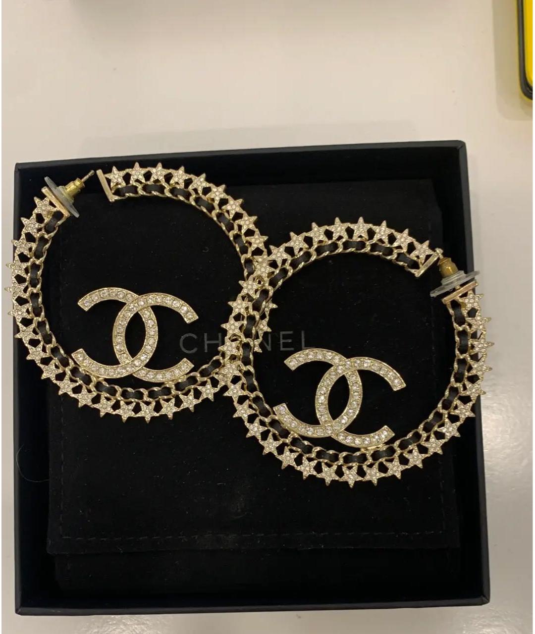 CHANEL Золотые металлические серьги, фото 2