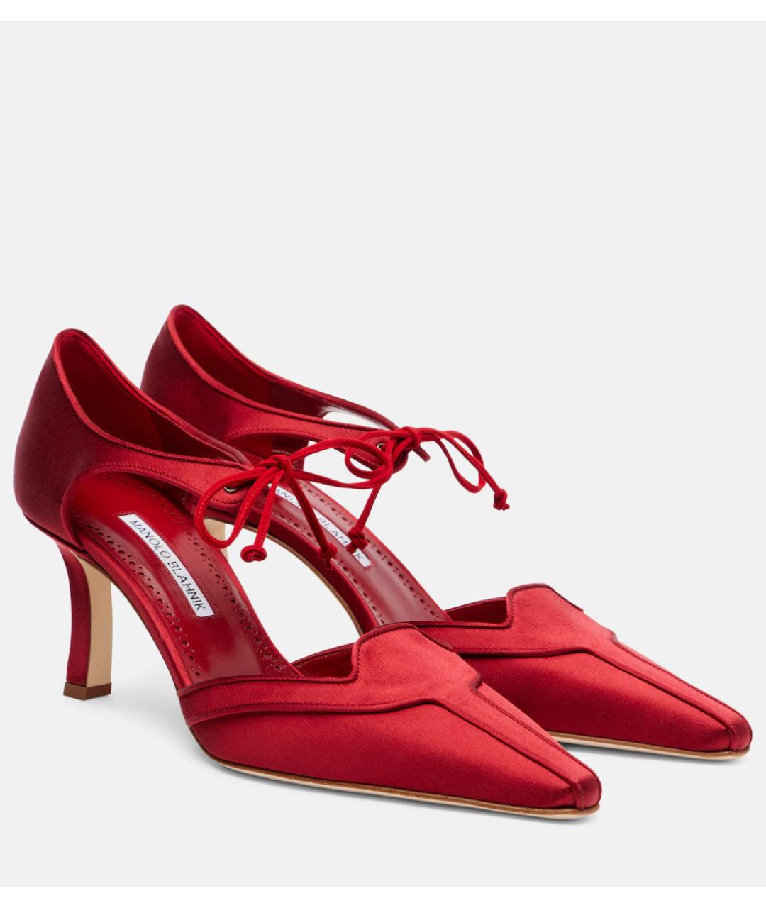 MANOLO BLAHNIK Красные текстильные туфли, фото 2