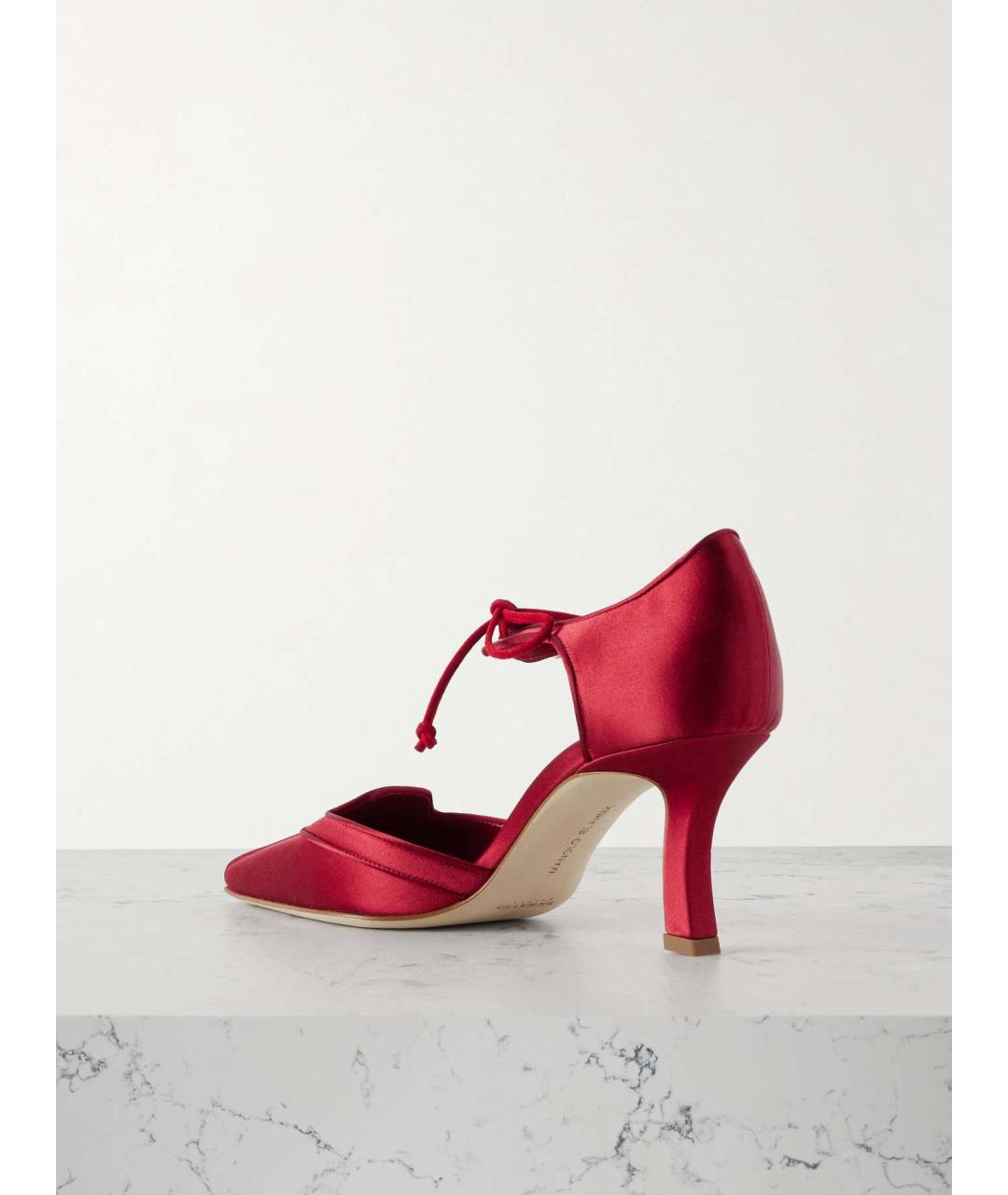 MANOLO BLAHNIK Красные текстильные туфли, фото 4