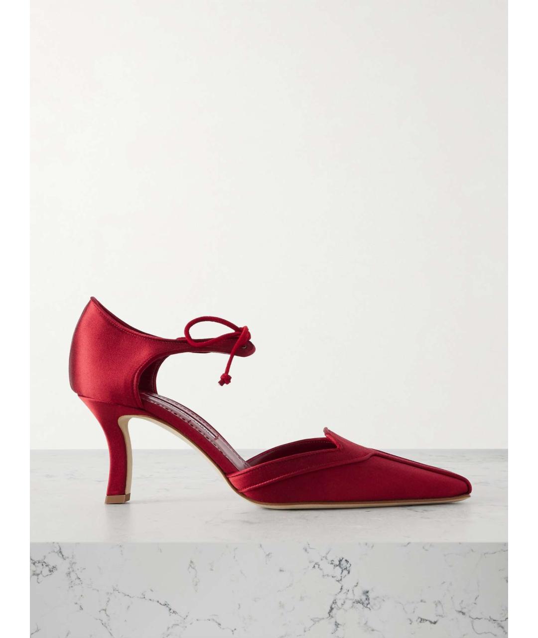 MANOLO BLAHNIK Красные текстильные туфли, фото 5