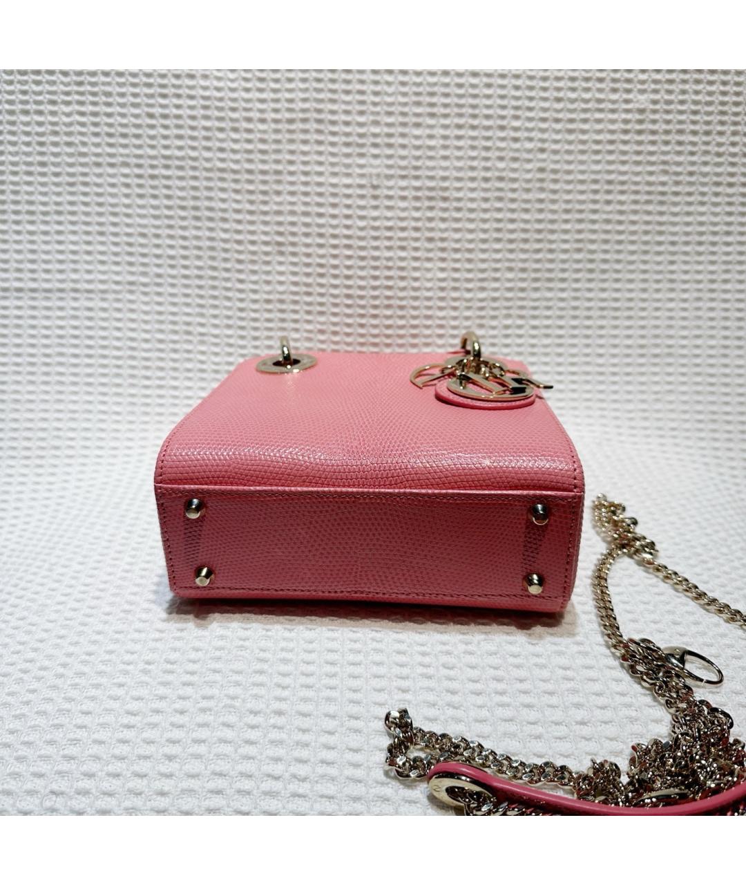 CHRISTIAN DIOR Розовая кожаная сумка с короткими ручками, фото 3