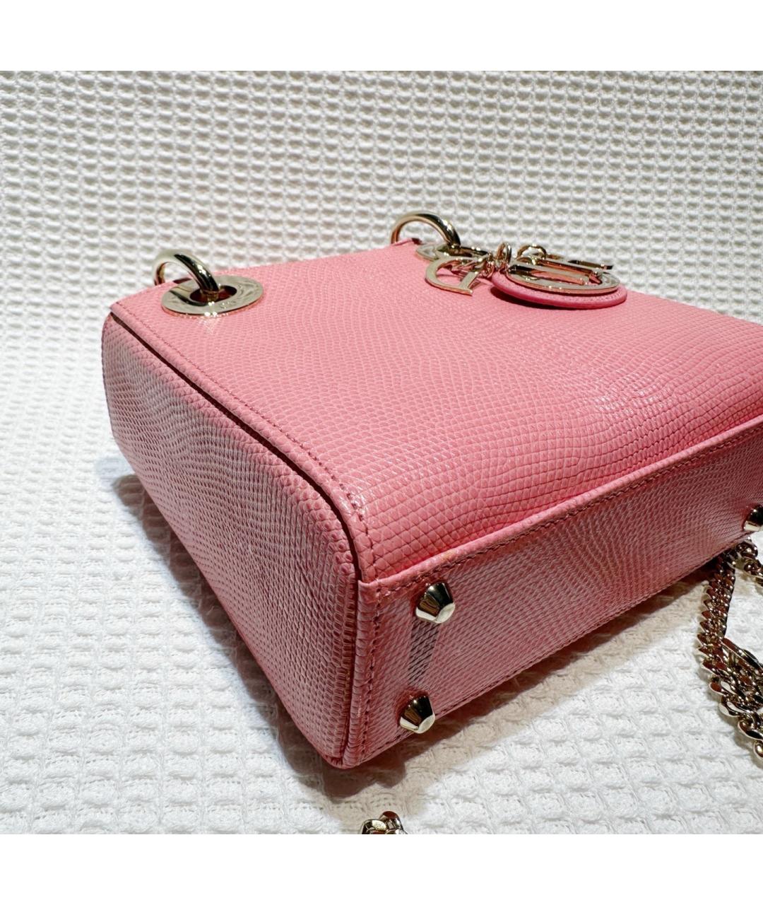 CHRISTIAN DIOR Розовая кожаная сумка с короткими ручками, фото 4