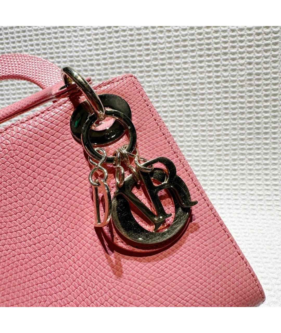 CHRISTIAN DIOR Розовая кожаная сумка с короткими ручками, фото 6