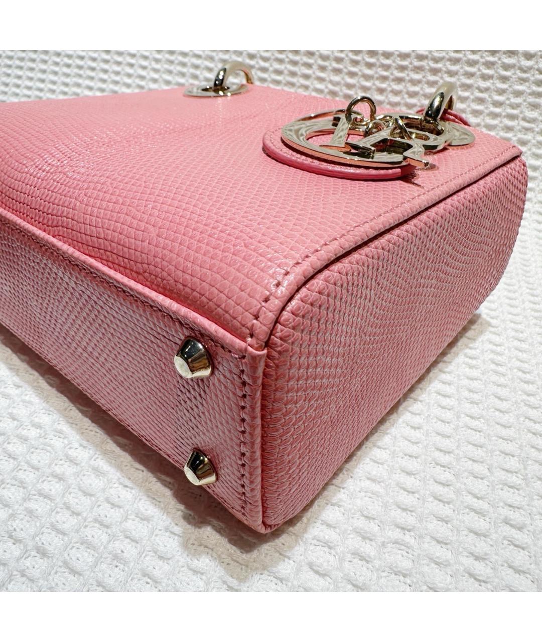 CHRISTIAN DIOR Розовая кожаная сумка с короткими ручками, фото 5