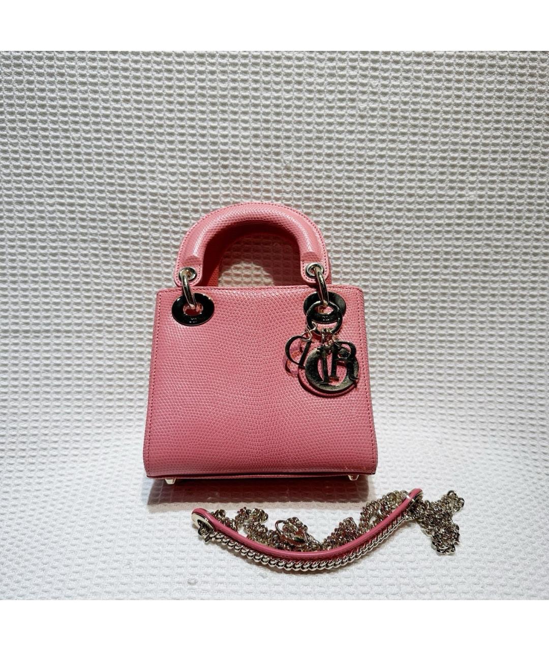 CHRISTIAN DIOR Розовая кожаная сумка с короткими ручками, фото 9