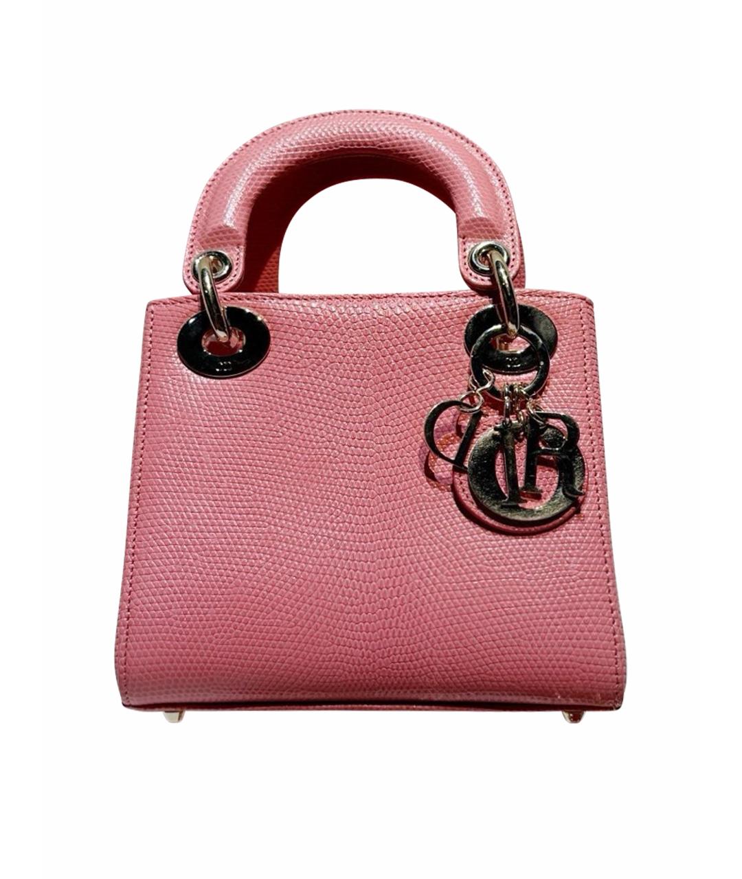 CHRISTIAN DIOR Розовая кожаная сумка с короткими ручками, фото 1