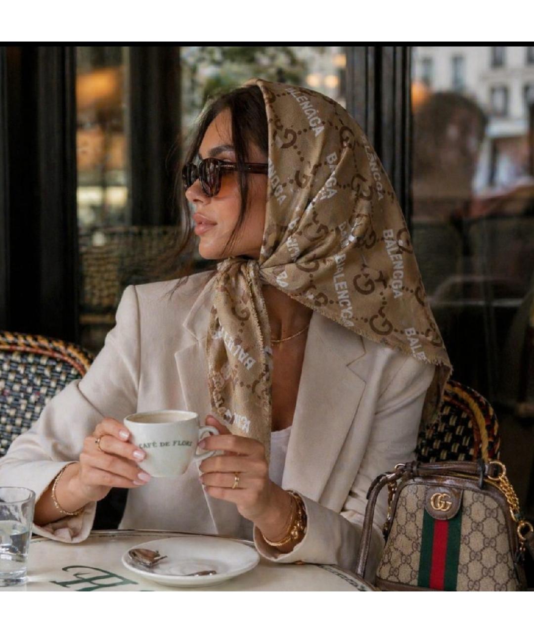 GUCCI Бежевый платок, фото 6