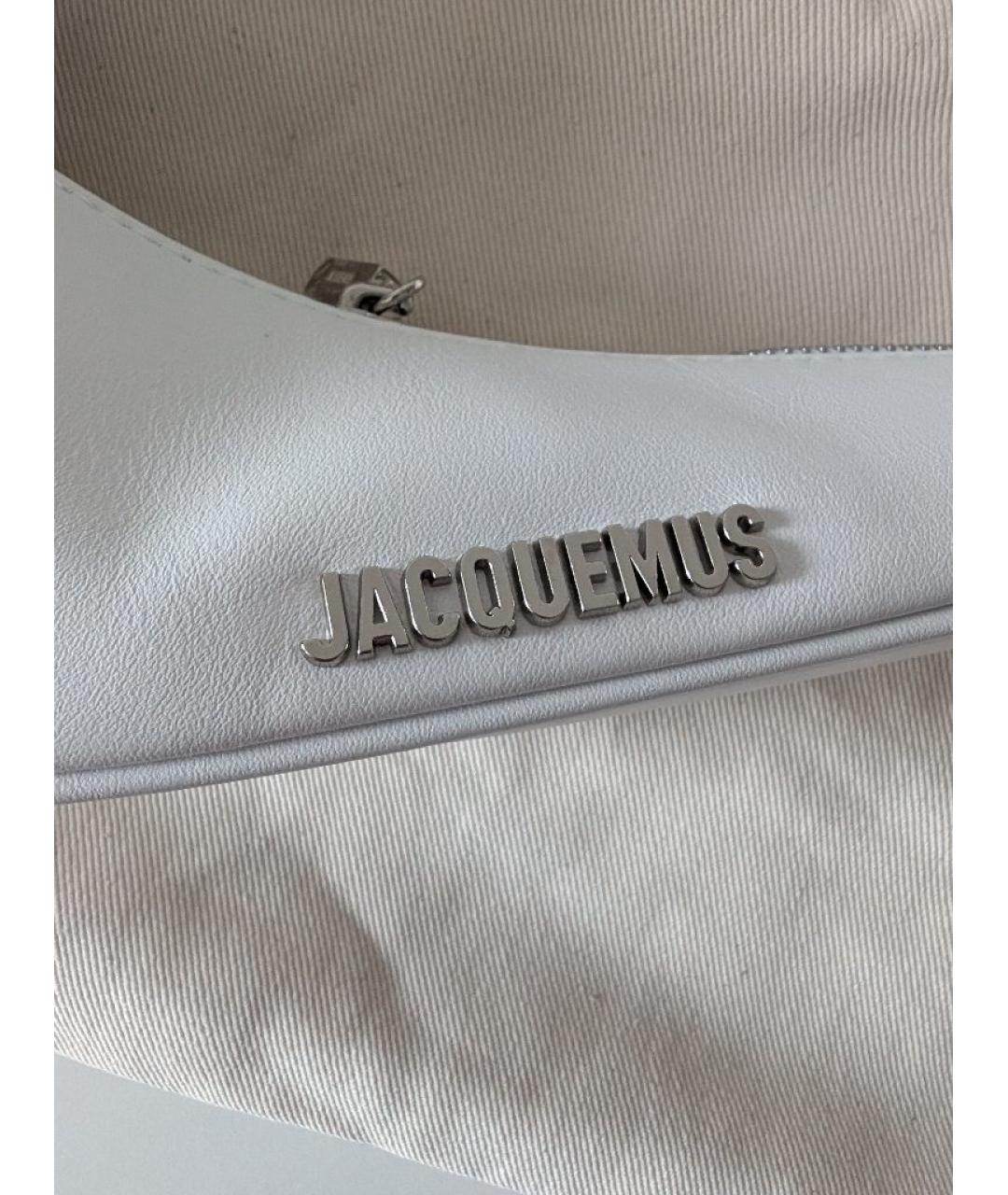 JACQUEMUS Белая кожаная сумка через плечо, фото 5