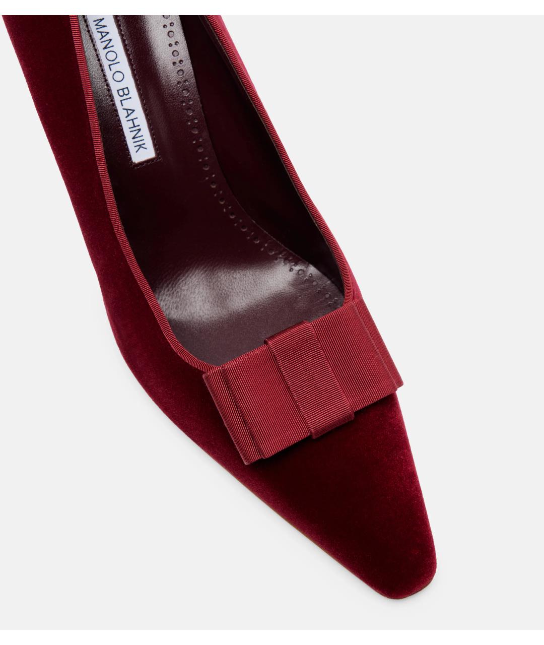 MANOLO BLAHNIK Красные бархатные туфли, фото 4