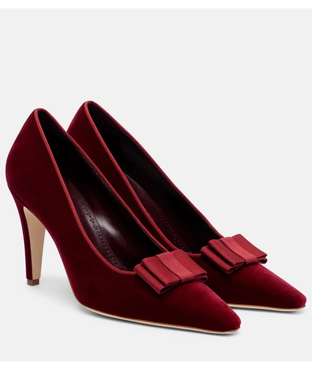 MANOLO BLAHNIK Красные бархатные туфли, фото 2